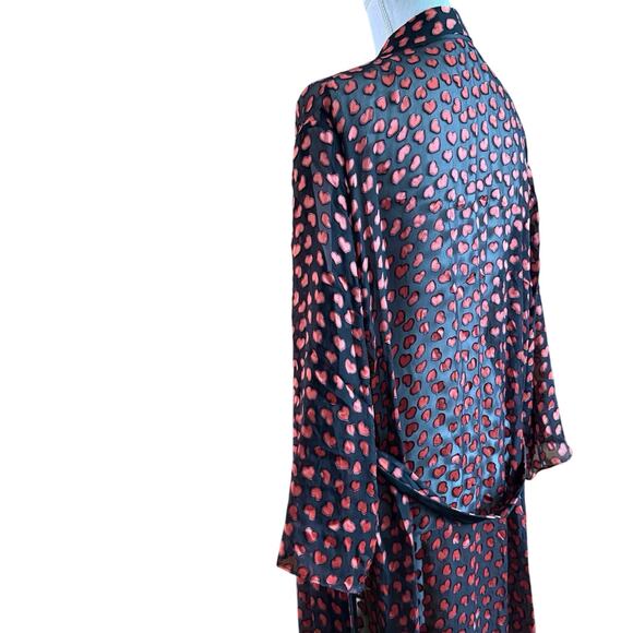 Alice + Olivia silk hearts robe duster coverup sash tie M/L medium large sheer - Picture 5 of 11